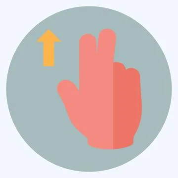Icon Two Fingers Up - Flat Style - Simple illustration,Editable stroke Illustrazione stock