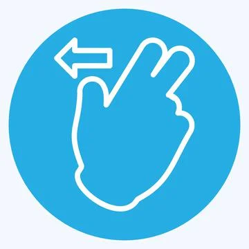 Icon Two Fingers Left - Blue Eyes Style - Simple illustration,Editable stroke Stock Illustration