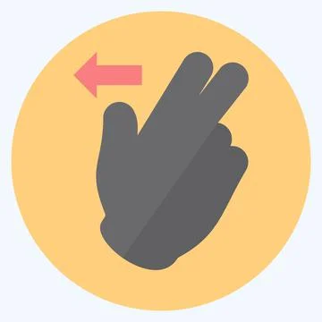 Icon Two Fingers Left - Flat Style - Simple illustration,Editable stroke Illustrazione stock