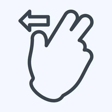 Icon Two Fingers Left - Line Style - Simple illustration,Editable stroke Illustrazione stock