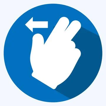 Icon Two Fingers Left - Long Shadow Style - Simple illustration,Editable stro Stock Illustration
