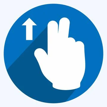 Icon Two Fingers Up - Long Shadow Style - Simple illustration,Editable stroke Stock Illustration