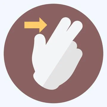Icon Two Fingers Right - Flat Style - Simple illustration,Editable stroke Stock Illustration