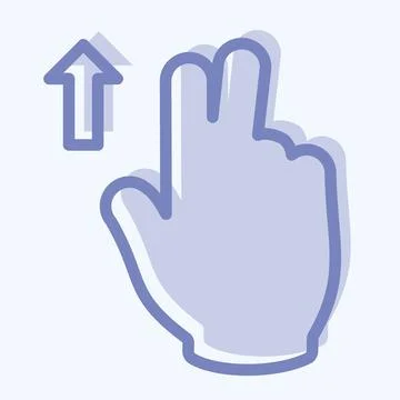 Icon Two Fingers Up - Two Tone Style - Simple illustration,Editable stroke Illustrazione stock