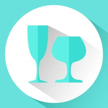 Icon. Two glasses in flat style isolated on white background. Stock Illustration