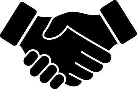 The icon of two hands in the form of a handshake as a friendship, support a.. Illustrazione stock