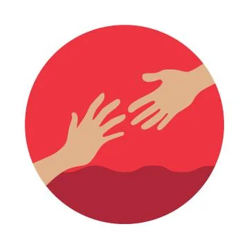 Icon of two hands reaching out to each other on a white background. Vector il Stock-Illustration