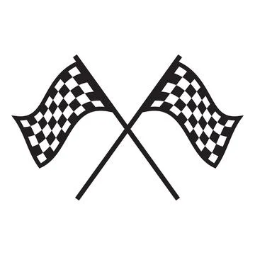 An icon of two intersecting black and white checkered racing flags. Stock Illustration