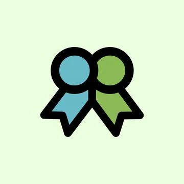 The icon of two people in blue and green ribbons close together Stock Illustration