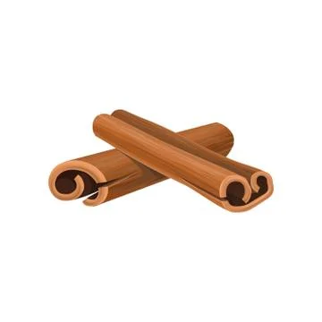 Icon of two rolled cinnamon sticks. Cooking ingredient. Aromatic condiment for Stock-Illustration
