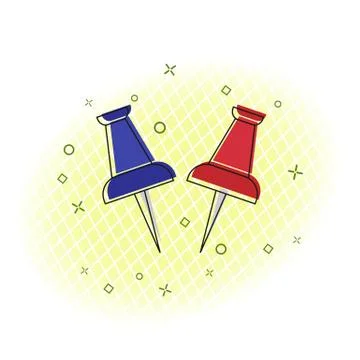 Icon, two stationery button in comic book style. Splash effect, flat design. Ilustración de archivo