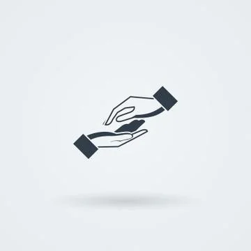 Icon with two vector hands in a handshake. Greeting. Pair work. Friendship Stock Illustration