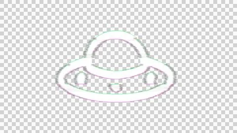 Icon ufo is distorted. Glitch. Noise, chromatic aberration, geometric distortion Stock Illustration