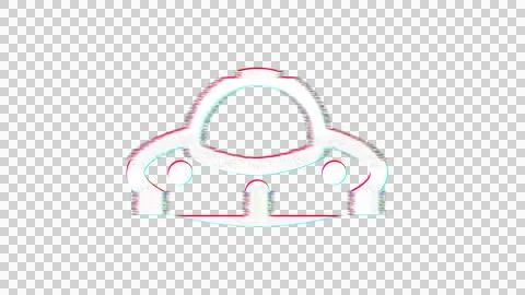 Icon ufo is distorted. Glitch. Noise, chromatic aberration, geometric distortion Stock Illustration