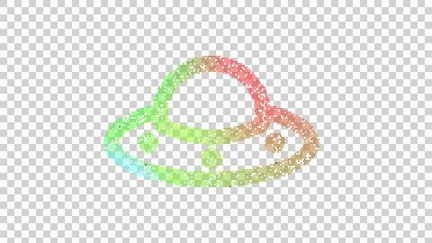 Icon ufo is made up of LED square shapes. There are bright diodes and there are Stock Illustration