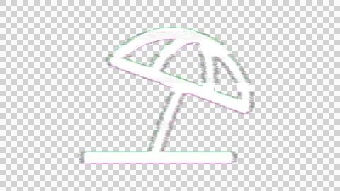 Icon umbrella beach is distorted. Glitch. Noise, chromatic aberration, geometric 스톡 일러스트