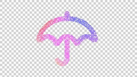 Icon umbrella is made up of LED square shapes. There are bright diodes and there 스톡 일러스트