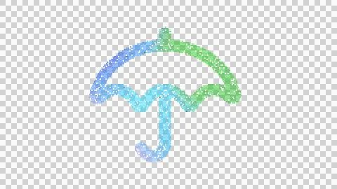Icon umbrella is made up of LED square shapes. There are bright diodes and there Stock Illustration