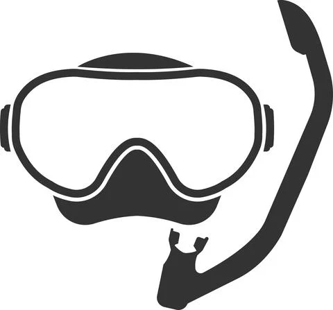An icon of underwater diving equipment. Flat icon in black style. Stock Illustration