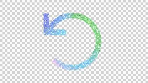 Icon undo is made up of LED square shapes. There are bright diodes and there are Illustrazione stock