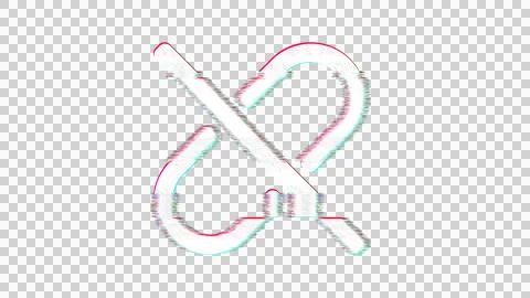 Icon unlink is distorted. Glitch. Noise, chromatic aberration, geometric Stock Illustration