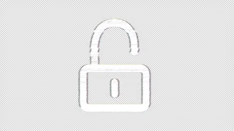 Icon unlock is distorted. Glitch. Noise, chromatic aberration, geometric Stock Footage 305246331