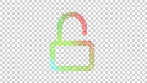 Icon unlock is made up of LED square shapes. There are bright diodes and there 스톡 일러스트