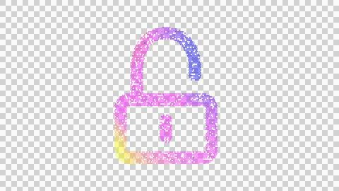 Icon unlock is made up of LED square shapes. There are bright diodes and there イラスト素材