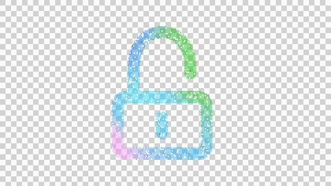 Icon unlock is made up of LED square shapes. There are bright diodes and there イラスト素材