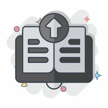 Icon Upload Book. related to Learning symbol. comic style. simple design il.. Stock Illustration