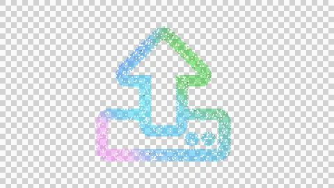 Icon upload is made up of LED square shapes. There are bright diodes and there Illustrazione stock