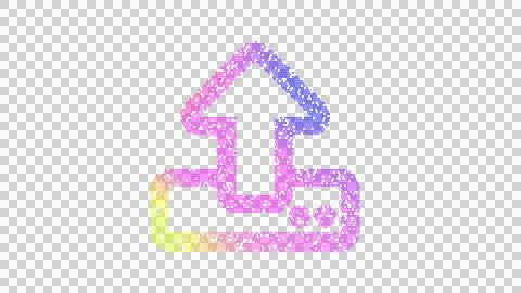 Icon upload is made up of LED square shapes. There are bright diodes and there Illustrazione stock