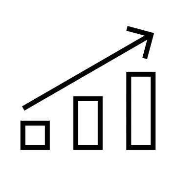 Icon of upward arrow with bar chart shape on white background Stock Illustration