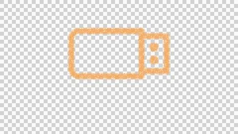 Icon usb drive is made of yellow grains of sand. Some grains of sand fall down. Stock Illustration