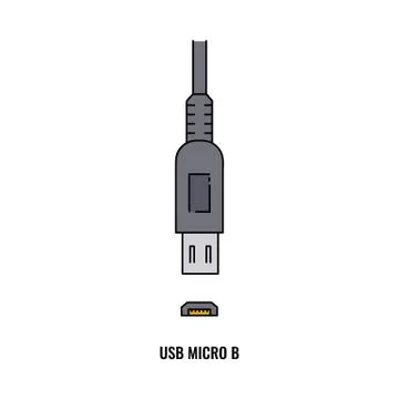 Icon of USB micro B computer port cartoon vector illustration isolated on white. Stock Illustration