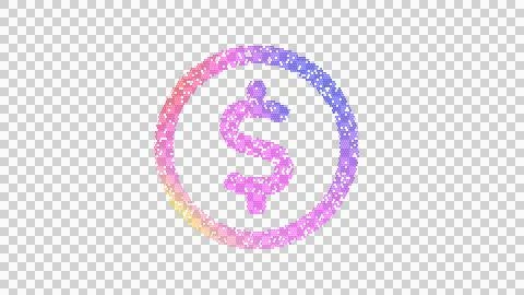 Icon usd circle is made up of LED square shapes. There are bright diodes and Stock Illustration