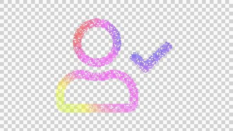 Icon user check is made up of LED square shapes. There are bright diodes and Illustrazione stock