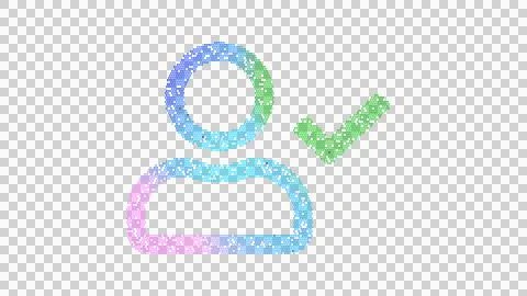 Icon user check is made up of LED square shapes. There are bright diodes and Illustrazione stock