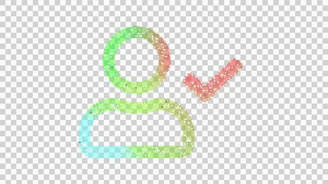 Icon user check is made up of LED square shapes. There are bright diodes and Illustrazione stock