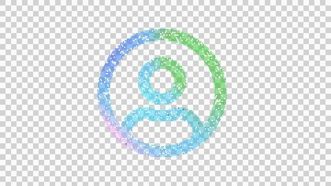Icon user circle is made up of LED square shapes. There are bright diodes and Illustrazione stock