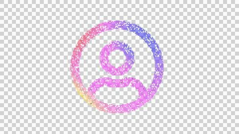 Icon user circle is made up of LED square shapes. There are bright diodes and Illustrazione stock