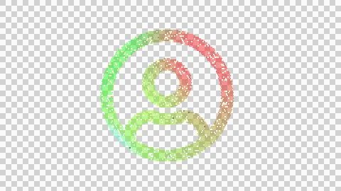 Icon user circle is made up of LED square shapes. There are bright diodes and Illustrazione stock