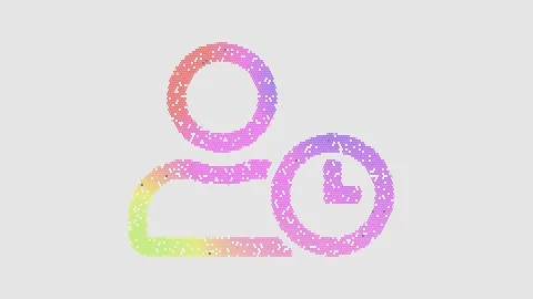 Icon user clock is made up of LED square shapes that shimmer and flicker. There Vídeos de archivo 295946749