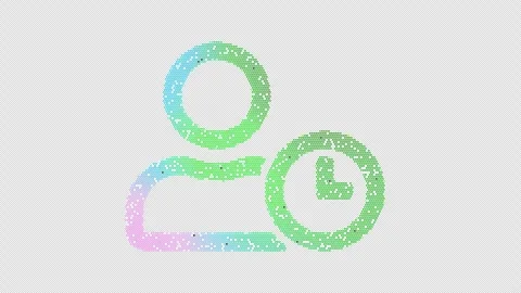 Icon user clock is made up of LED square shapes that shimmer and flicker. There Vídeos de archivo 295947643