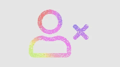 Icon user delete is made up of LED square shapes that shimmer and flicker. There Video stock 296148180