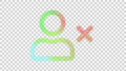 Icon user delete is made up of LED square shapes. There are bright diodes and Illustrazione stock