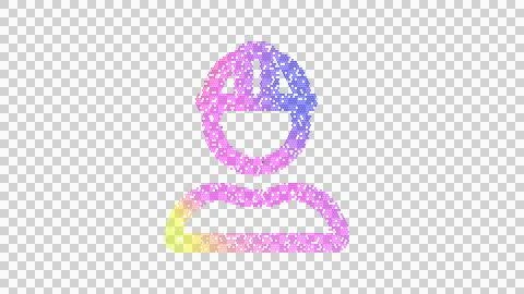 Icon user hard hat is made up of LED square shapes. There are bright diodes and Stock Illustration