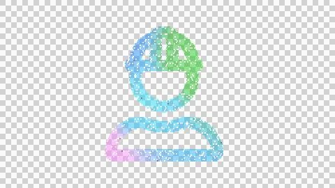 Icon user hard hat is made up of LED square shapes. There are bright diodes and Stock Illustration