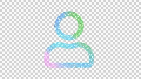 Icon user is made up of LED square shapes. There are bright diodes and there are Illustrazione stock