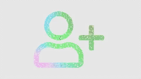 Icon user plus is made up of LED square shapes that shimmer and flicker. There Video stock 296149602